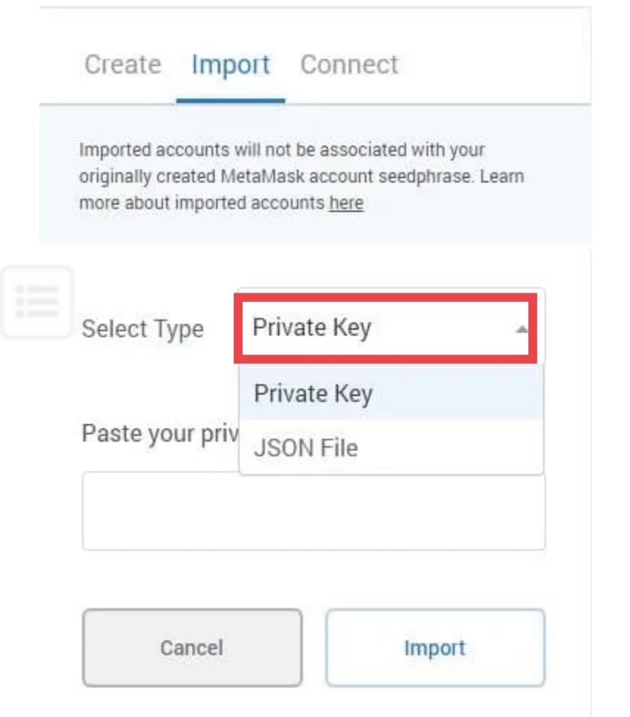 Lựa chọn Private Key