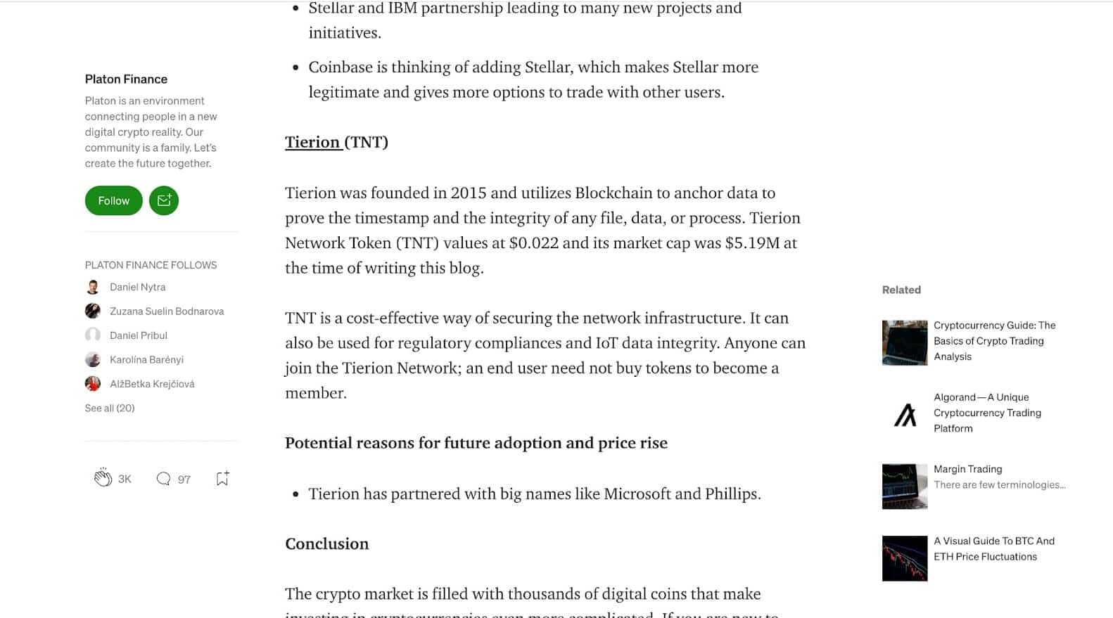 Medium nói về coin TNT