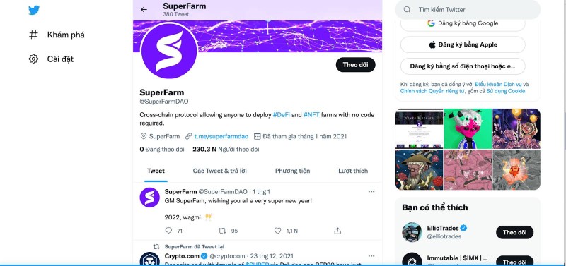 Cộng đồng twitter của Super coin